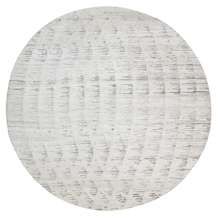 9'10" x 9'10" New Hand Knotted Ivory Wool Round Oriental Rug - MOA10263376