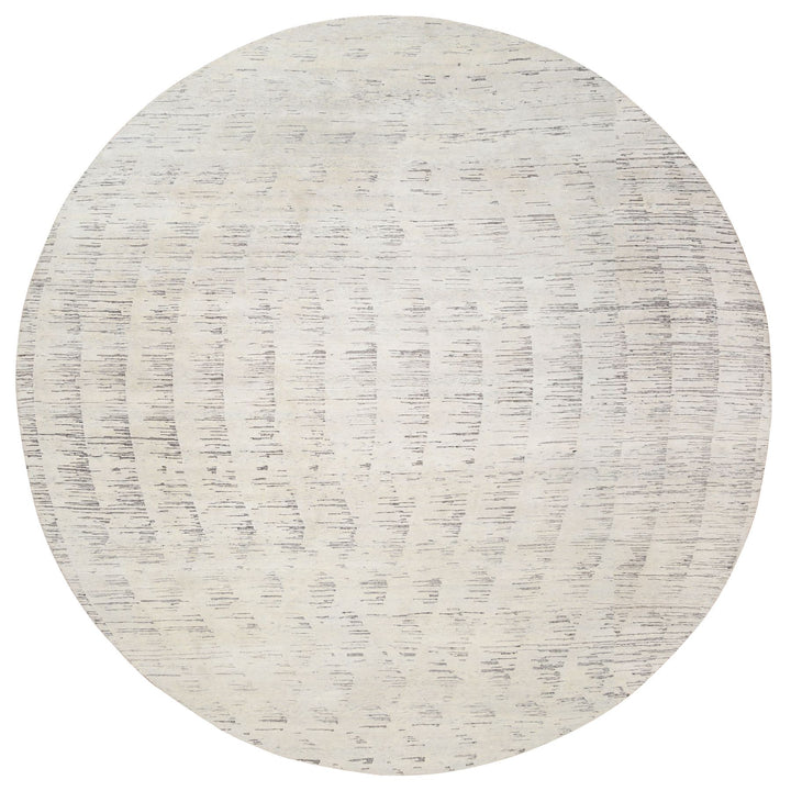 11'9" x 11'9" New Hand Knotted Ivory Wool Round Oriental Rug - MOA10263379