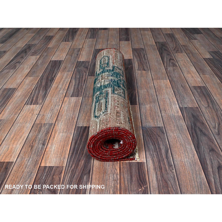 2'7" x 9'3" Vintage Hand Knotted Red Wool Runner Oriental Rug - MOA102633