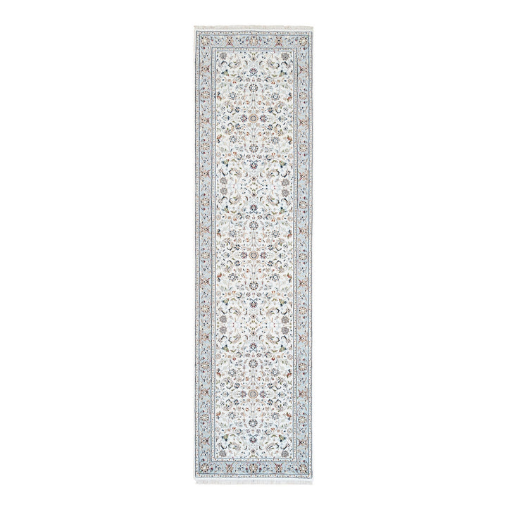 2'8" x 10'1" New Hand Knotted Ivory Wool Runner Oriental Rug - MOA10263452