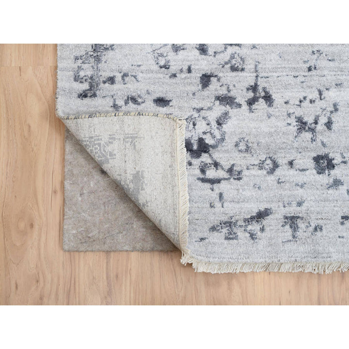 12'0" x 12'0" New Hand Knotted Grey Wool & Silk Square Oriental Rug - MOA10263467