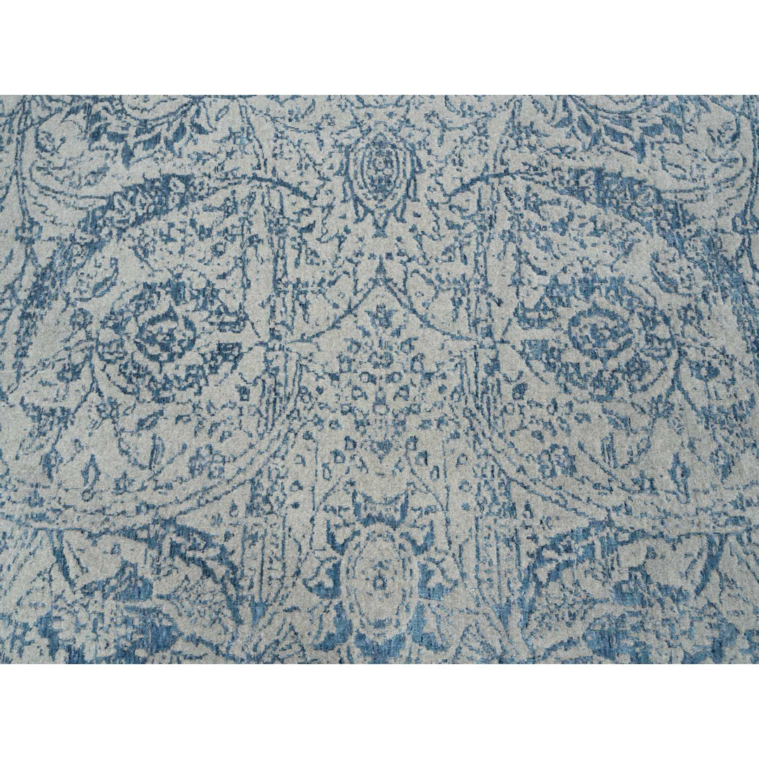 10'0" x 14'0" New Hand Loomed Blue Wool & Silk Rectangle Oriental Rug - MOA10263508