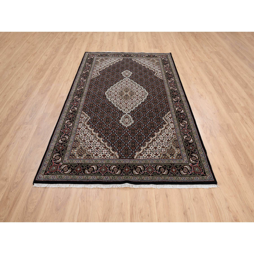 5'0" x 8'2" New Hand Knotted Black Cotton Rectangle Oriental Rug - MOA10263536