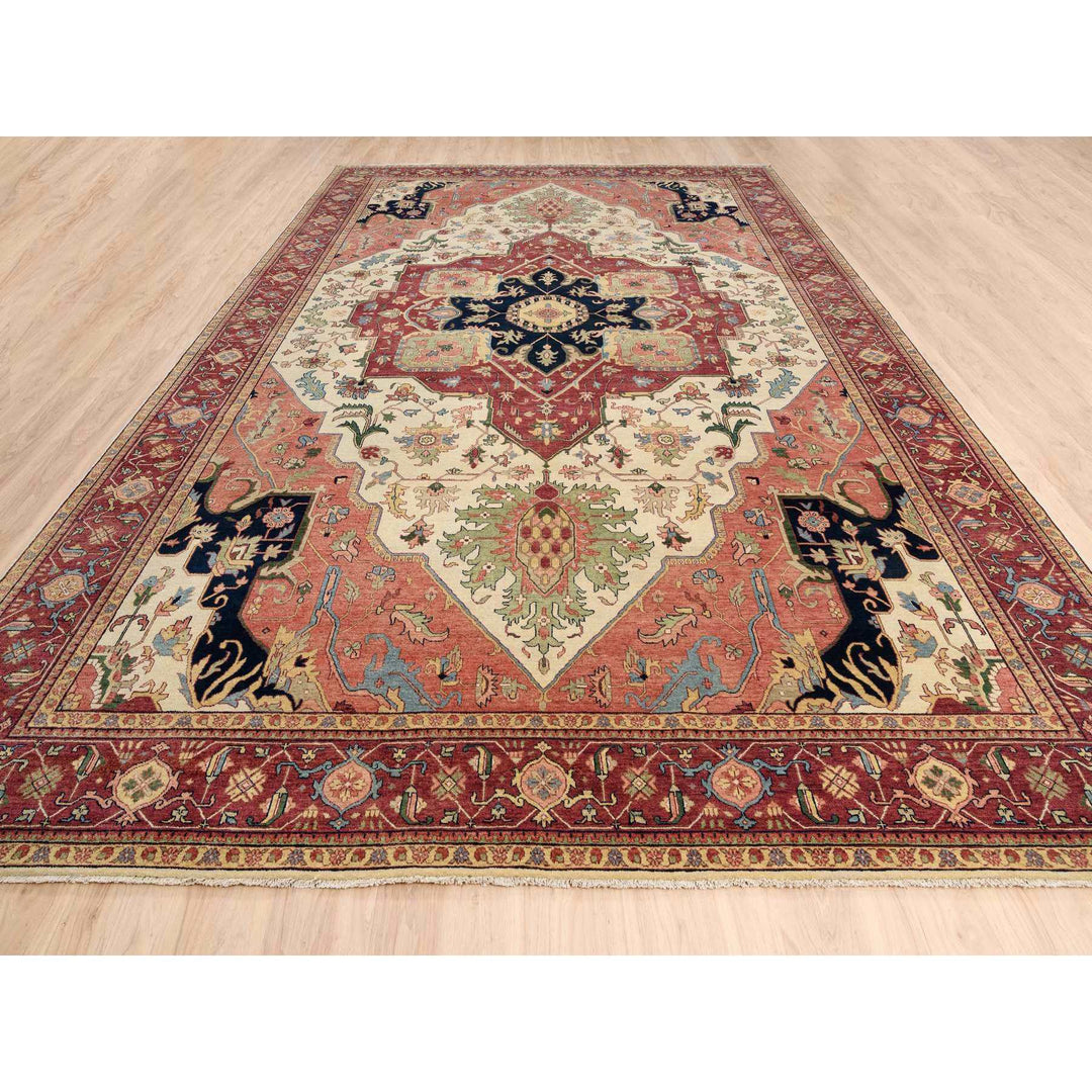 10'1" x 15'9" New Hand Knotted Beige Wool Rectangle Oriental Rug - MOA10263549