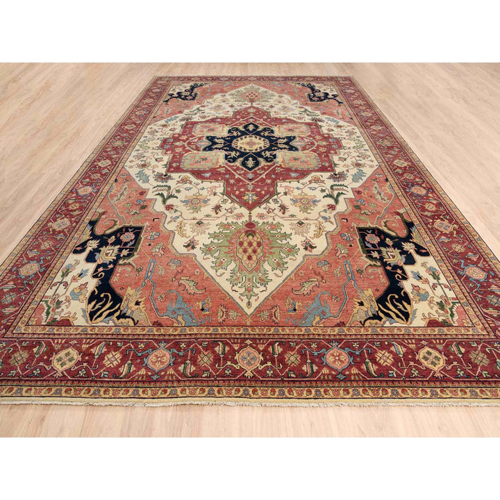 10'1" x 15'9" New Hand Knotted Beige Wool Rectangle Oriental Rug - MOA10263549