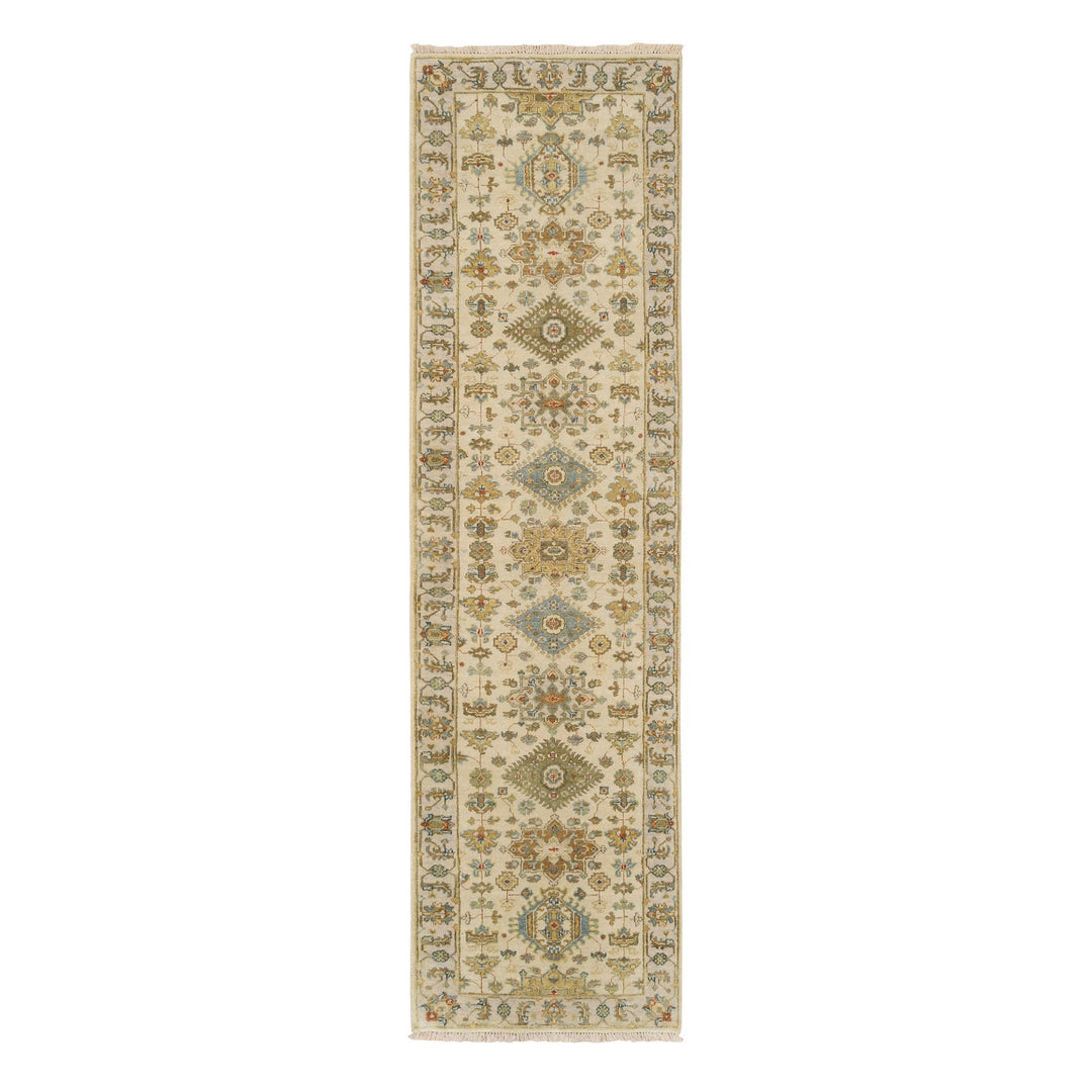 2'7" x 9'9" New Hand Knotted Ivory Wool Runner Oriental Rug - MOA10263665