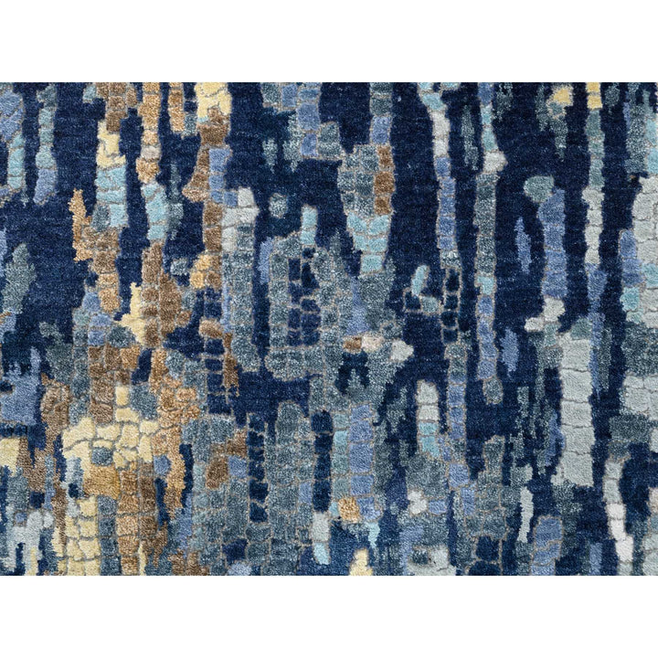 2'6" x 10'0" New Hand Knotted Blue Wool & Silk Runner Oriental Rug - MOA10263666