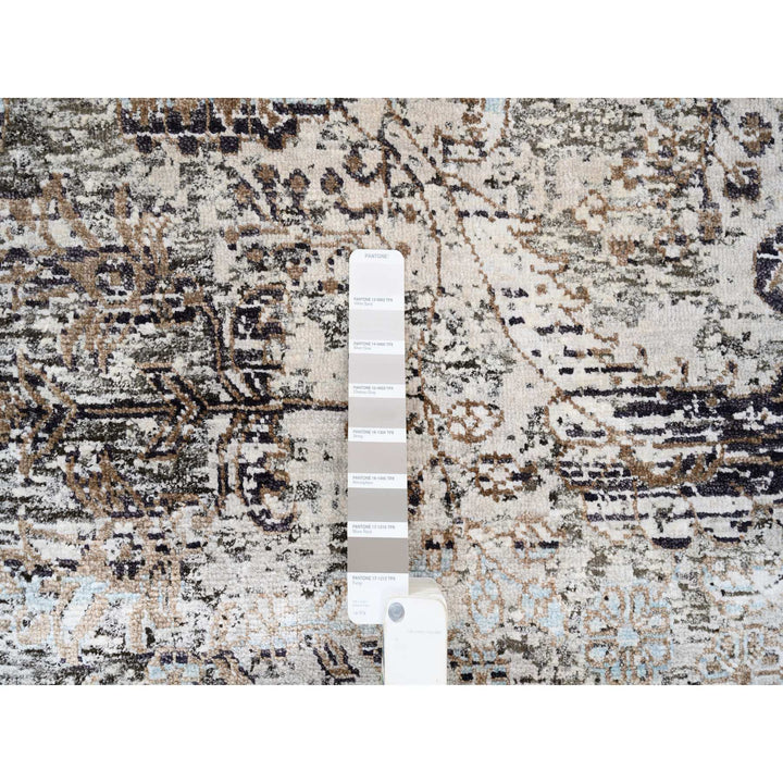 8'0" x 8'1" New Hand Knotted Grey Wool & Silk Square Oriental Rug - MOA10263684