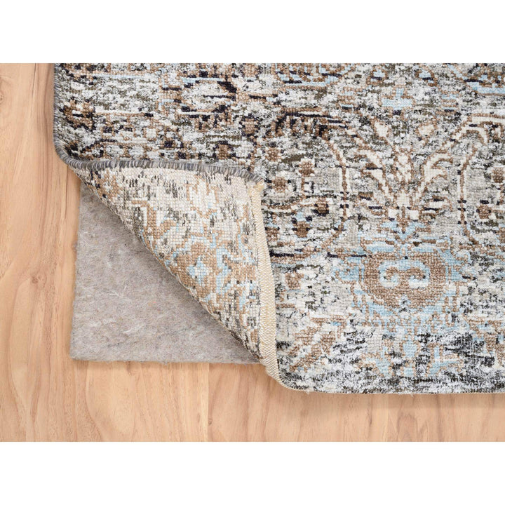 2'6" x 6'0" New Hand Knotted Grey Wool & Silk Runner Oriental Rug - MOA10263711