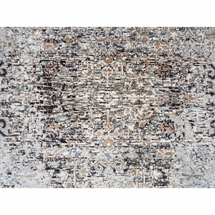 2'6" x 6'0" New Hand Knotted Grey Wool & Silk Runner Oriental Rug - MOA10263711