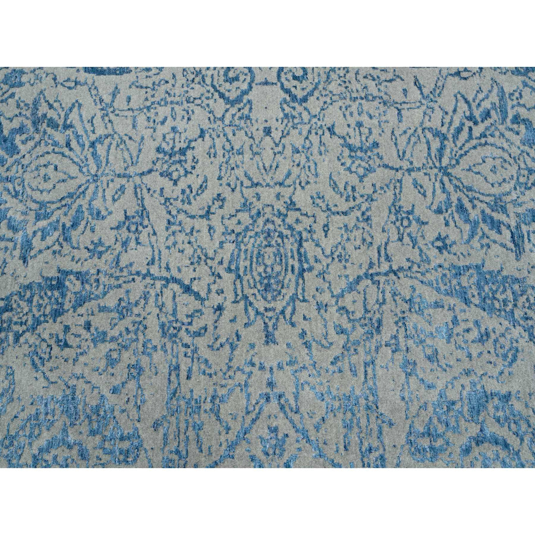 11'10" x 18'0" New Hand Loomed Blue Wool & Silk Rectangle Oriental Rug - MOA10263823