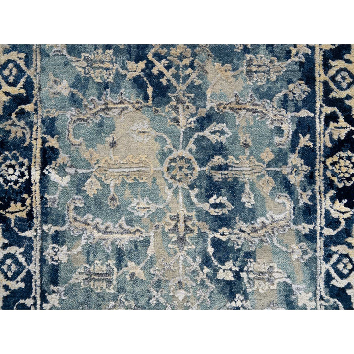 2'6" x 6'0" New Hand Knotted Blue Wool & Silk Runner Oriental Rug - MOA10263883