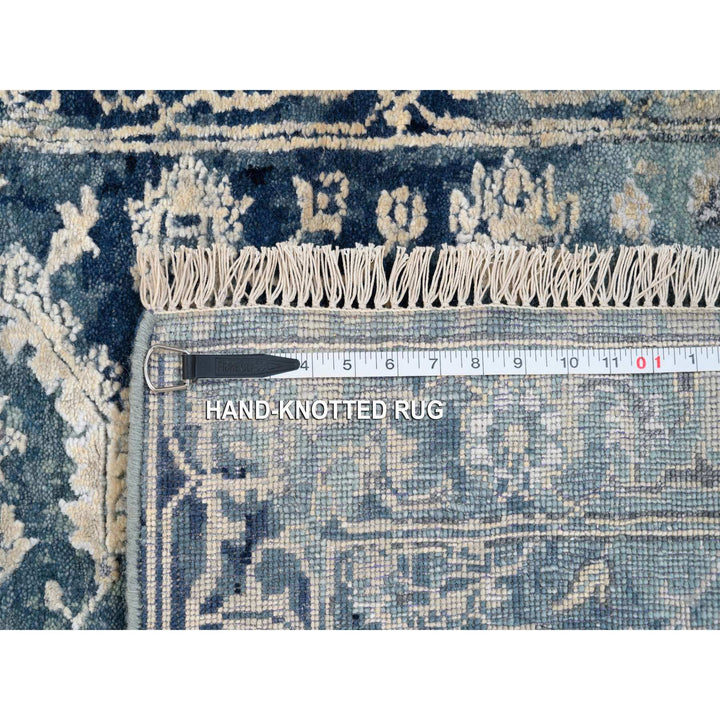 2'6" x 6'0" New Hand Knotted Blue Wool & Silk Runner Oriental Rug - MOA10263883