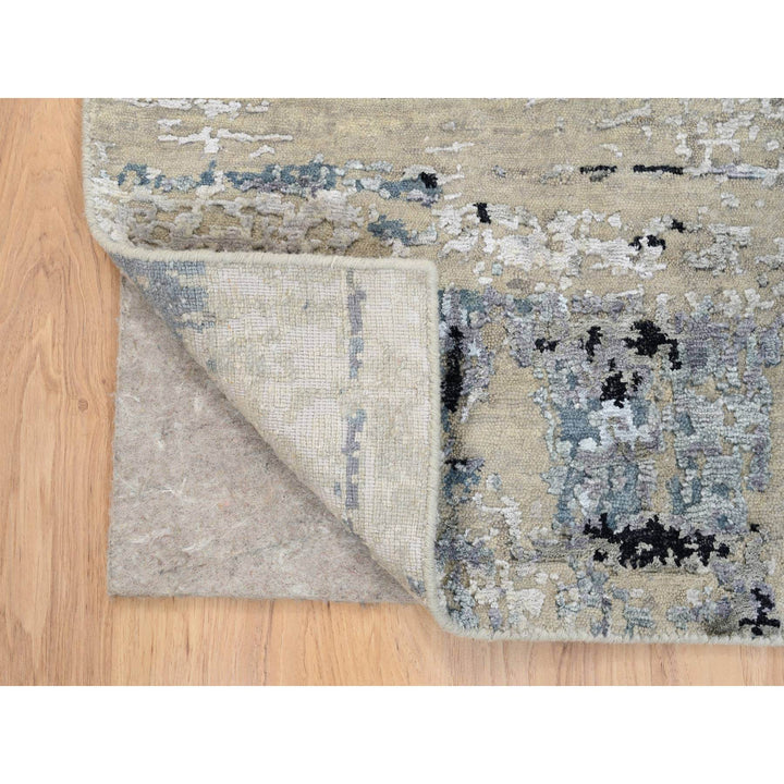 2'0" x 3'0" New Hand Knotted Grey Wool & Silk Rectangle Oriental Rug - MOA10263886