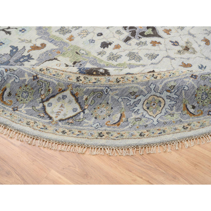 8'9" x 8'9" New Hand Knotted Grey Wool Round Oriental Rug - MOA10263894