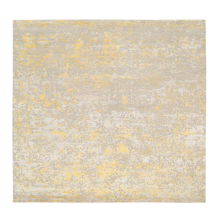 8'0" x 7'10" New Hand Knotted Yellow Cotton Square Oriental Rug - MOA10263899