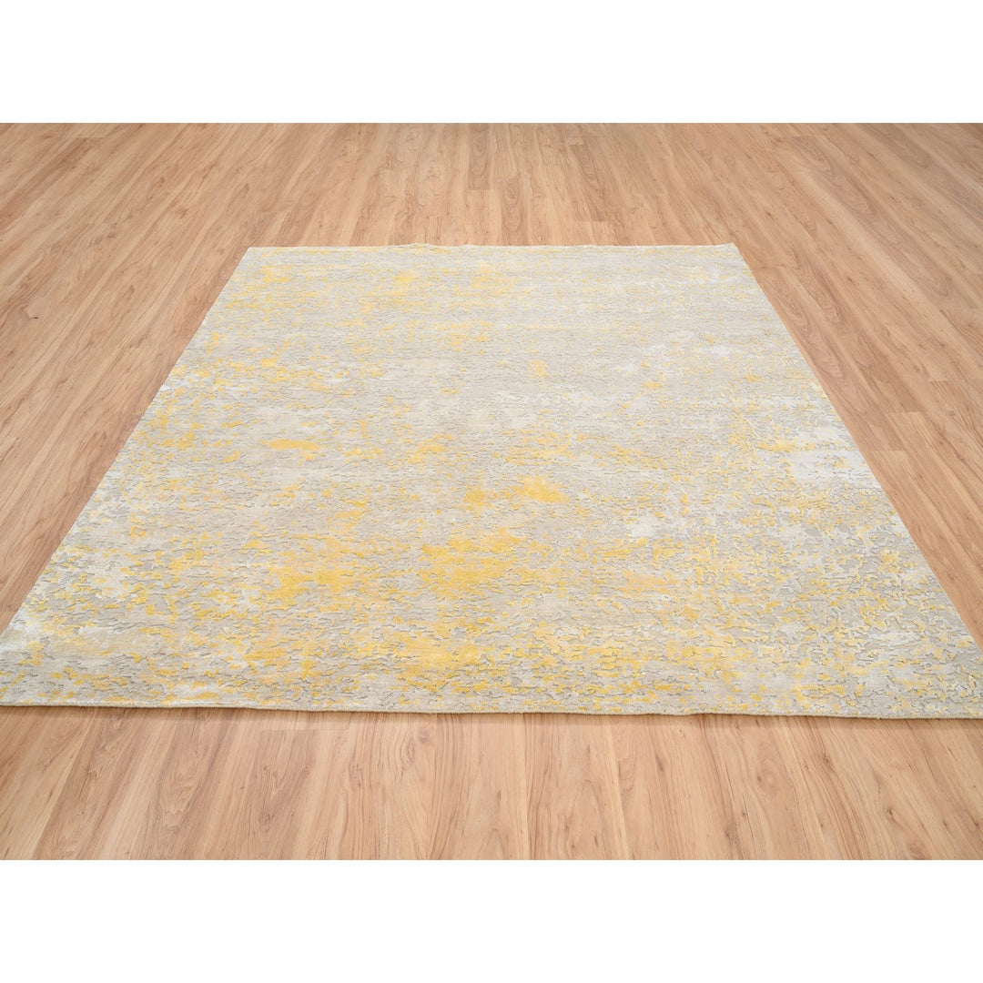 8'0" x 7'10" New Hand Knotted Yellow Cotton Square Oriental Rug - MOA10263899