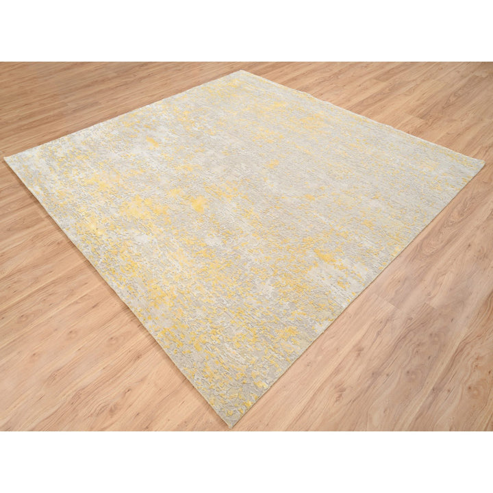 8'0" x 7'10" New Hand Knotted Yellow Cotton Square Oriental Rug - MOA10263899