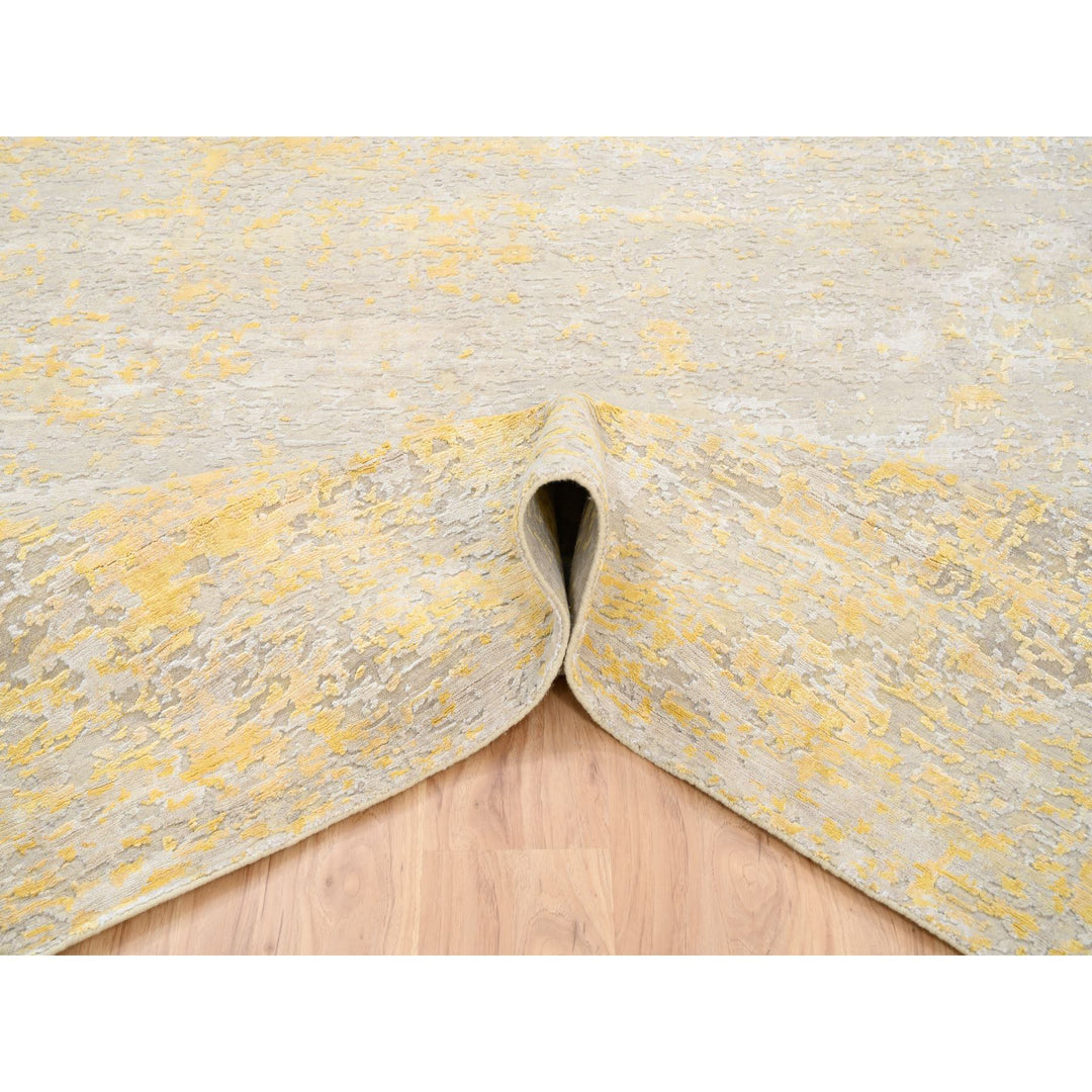 8'0" x 7'10" New Hand Knotted Yellow Cotton Square Oriental Rug - MOA10263899