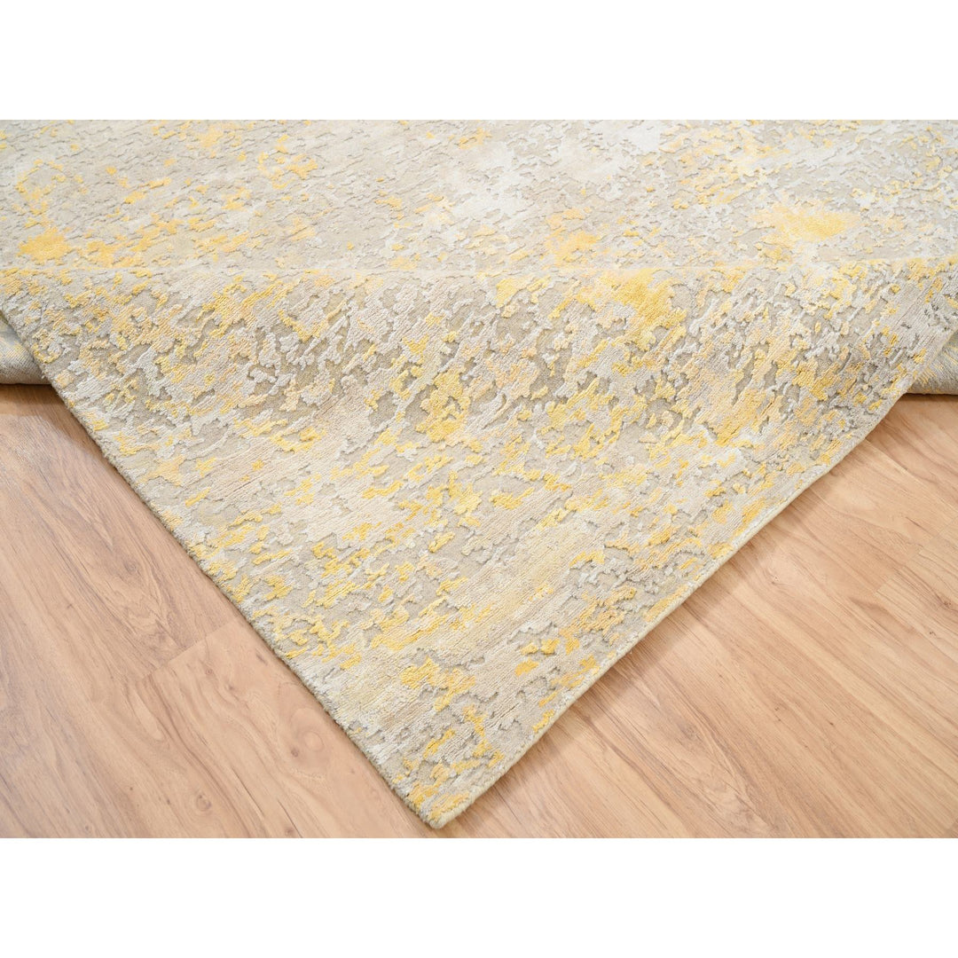 8'0" x 7'10" New Hand Knotted Yellow Cotton Square Oriental Rug - MOA10263899