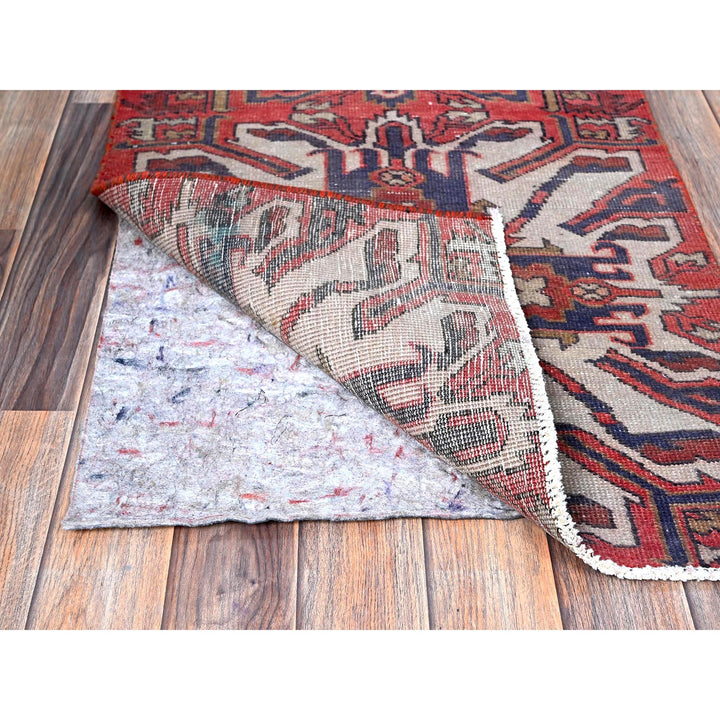 2'1" x 5'4" Vintage Hand Knotted Red Wool Runner Oriental Rug - MOA102638