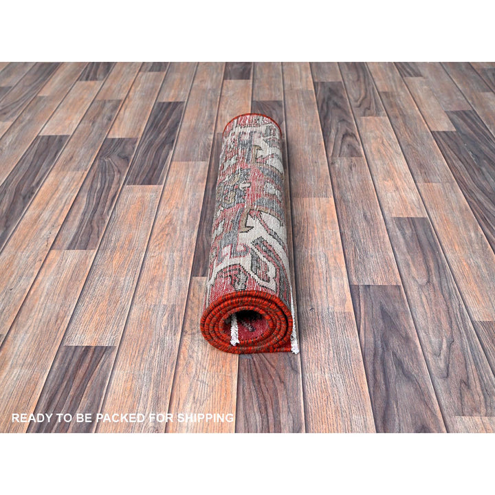 2'1" x 5'4" Vintage Hand Knotted Red Wool Runner Oriental Rug - MOA102638