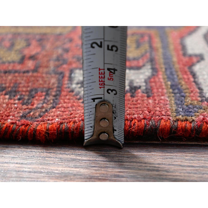 2'1" x 5'4" Vintage Hand Knotted Red Wool Runner Oriental Rug - MOA102638