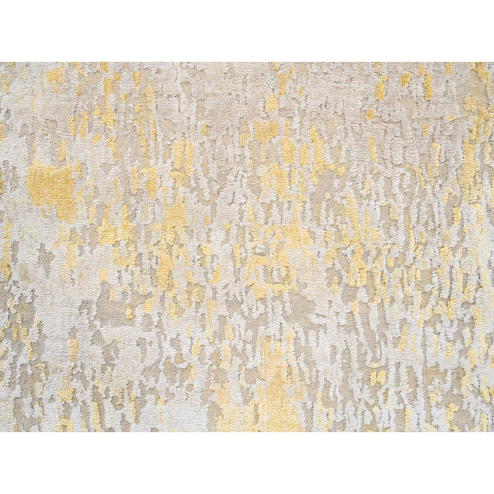 2'7" x 11'10" New Hand Knotted Yellow Wool & Silk Runner Oriental Rug - MOA10263911