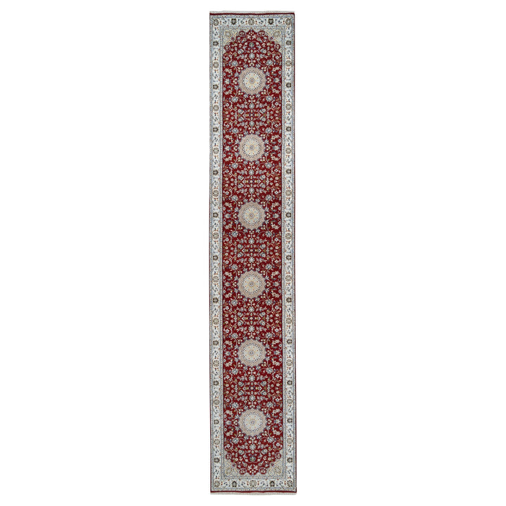 2'7" x 14'1" New Hand Knotted Red Wool Runner Oriental Rug - MOA10263974