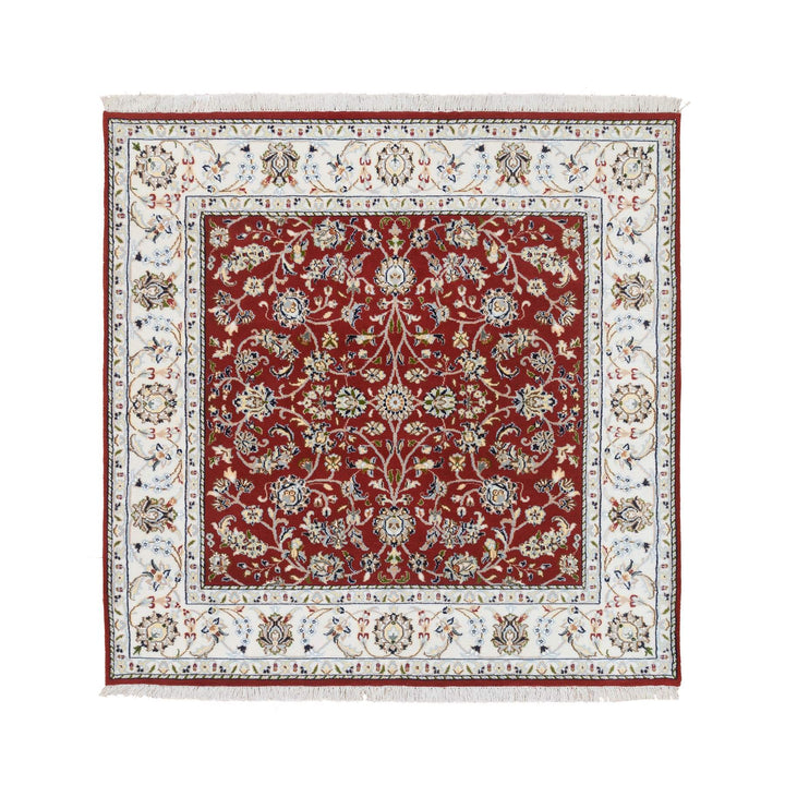 5'0" x 5'1" New Hand Knotted Red Cotton Square Oriental Rug - MOA10264011