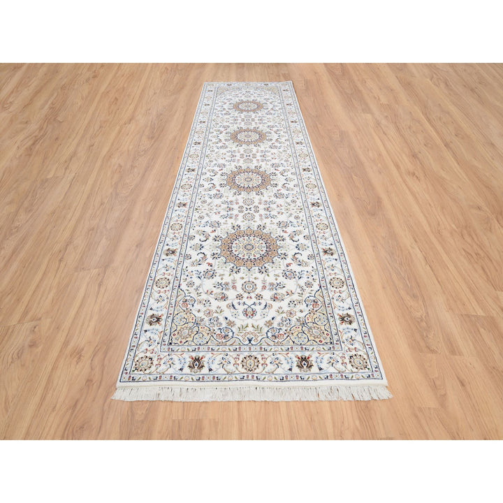 4'0" x 14'7" New Hand Knotted Ivory Wool Runner Oriental Rug - MOA10264038