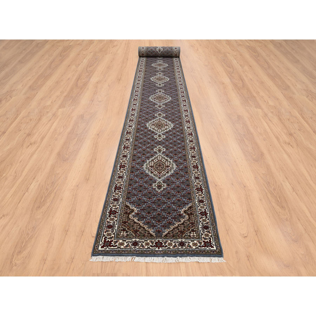 2'5" x 23'0" New Hand Knotted Grey Wool Runner Oriental Rug - MOA10264091