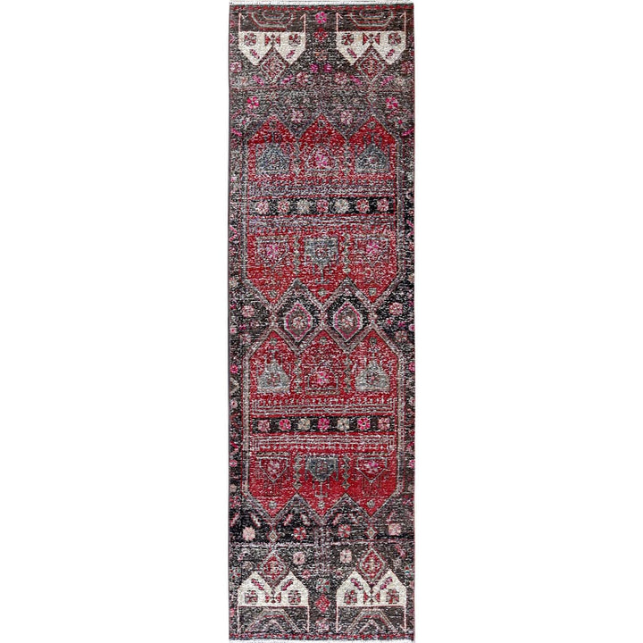 2'7" x 9'1" Vintage Hand Knotted Red Wool Runner Oriental Rug - MOA102640