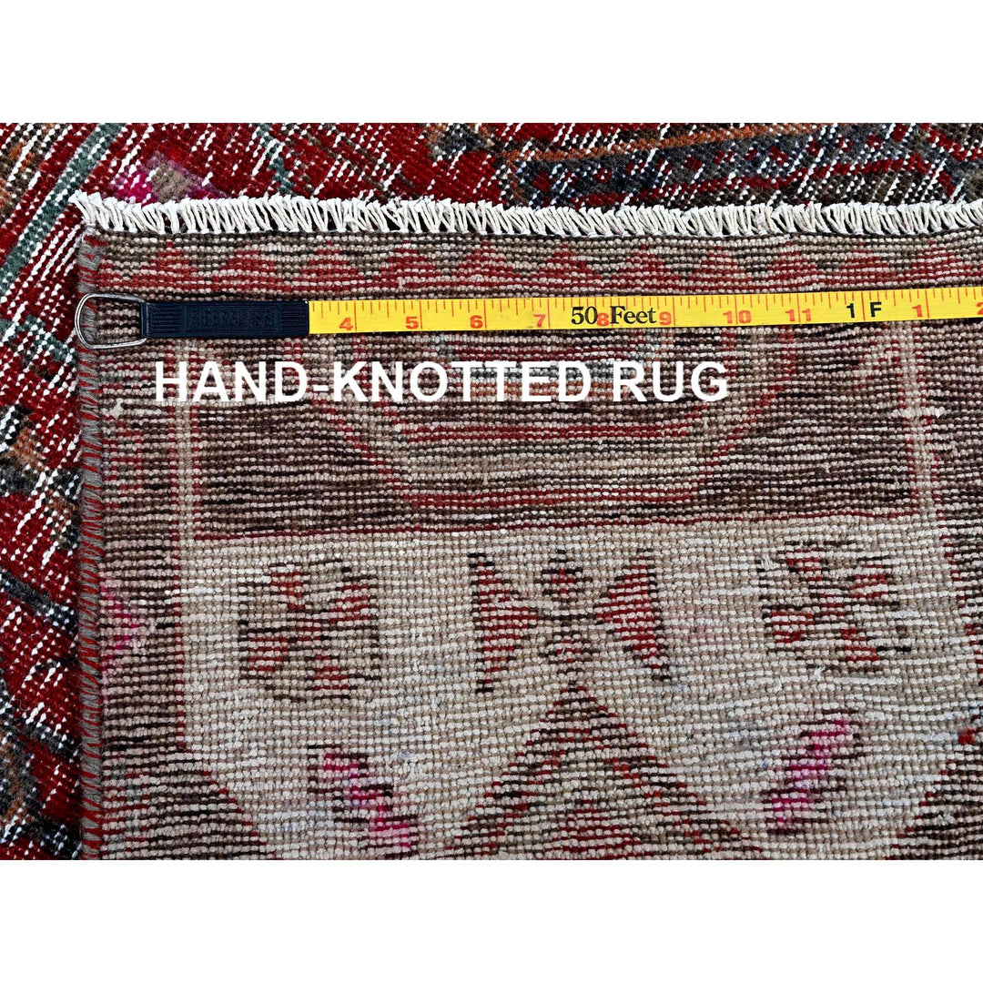 2'7" x 9'1" Vintage Hand Knotted Red Wool Runner Oriental Rug - MOA102640