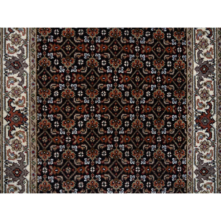 2'5" x 20'0" New Hand Knotted Black Wool & Silk Runner Oriental Rug - MOA10264114