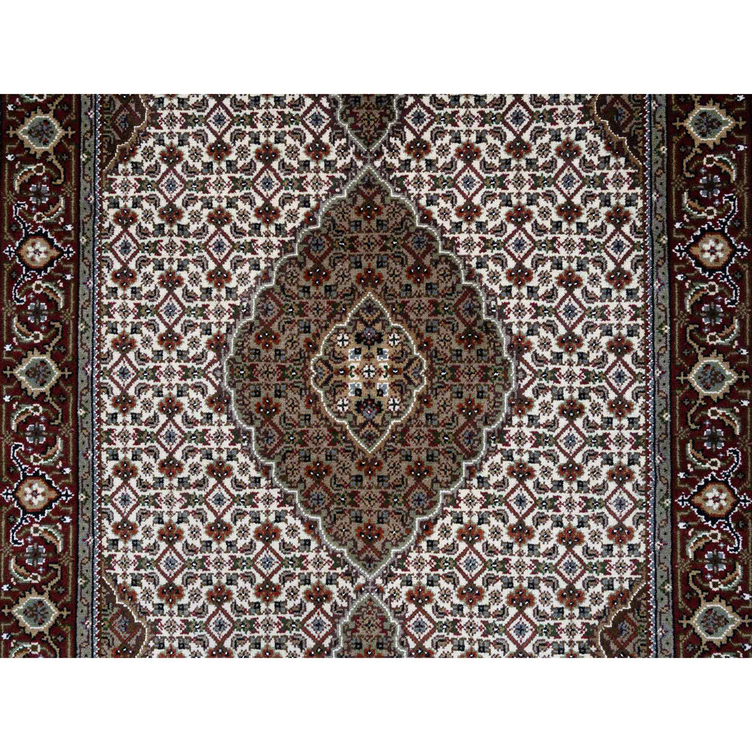 4'0" x 6'1" New Hand Knotted Ivory Silk & Cotton Blend Rectangle Oriental Rug - MOA10264122