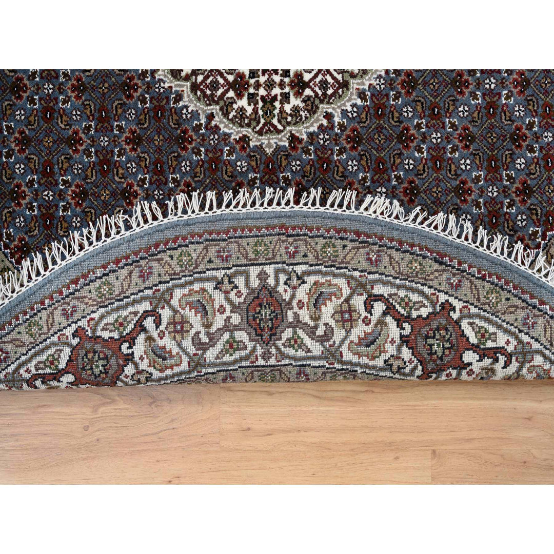 5'0" x 5'0" New Hand Knotted Grey Cotton Round Oriental Rug - MOA10264127