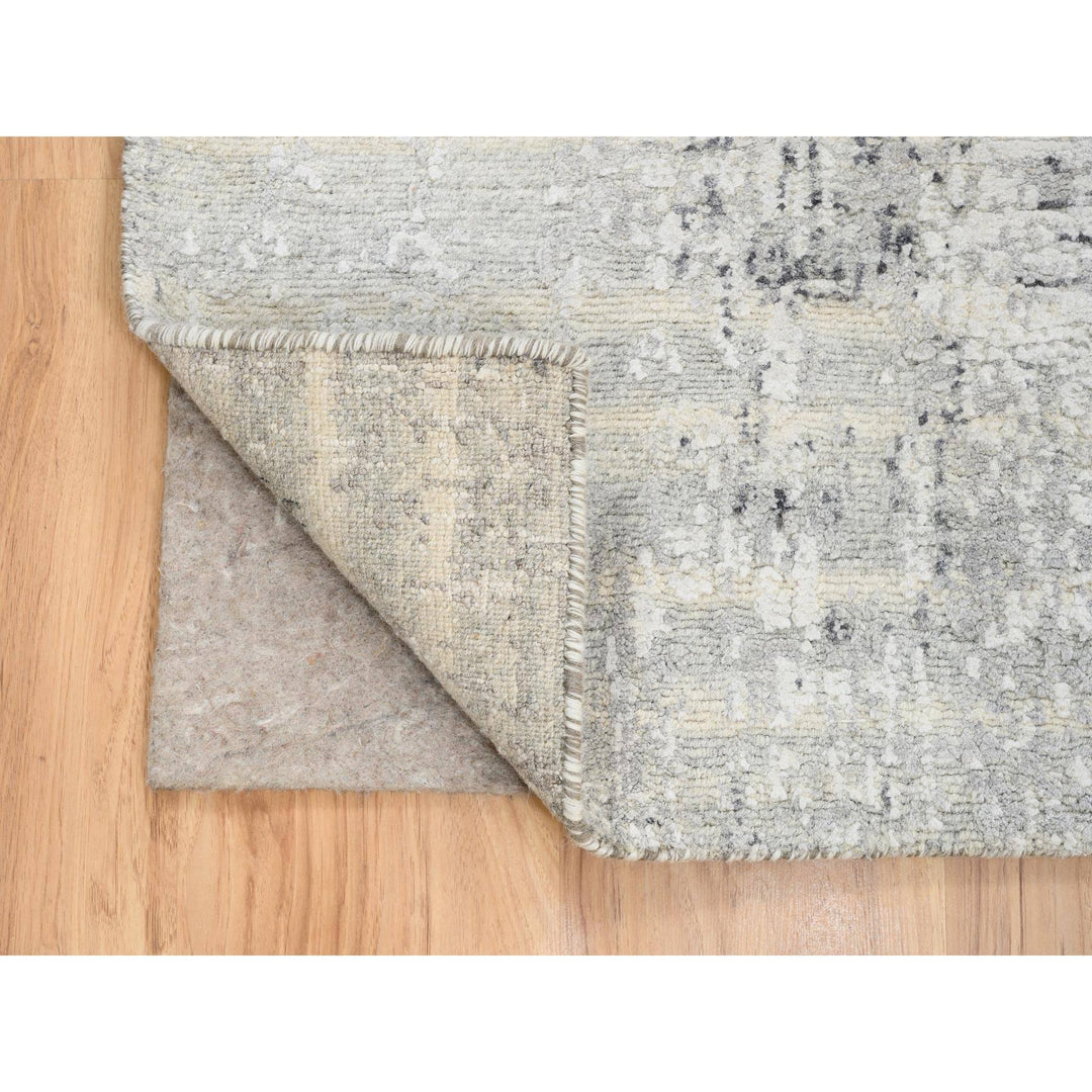 2'6" x 10'1" New Hand Knotted Grey Wool Runner Oriental Rug - MOA10264139