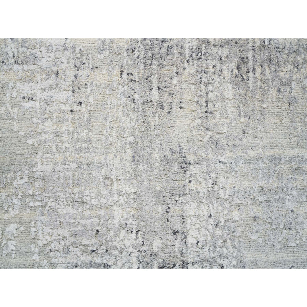 2'6" x 10'1" New Hand Knotted Grey Wool Runner Oriental Rug - MOA10264139