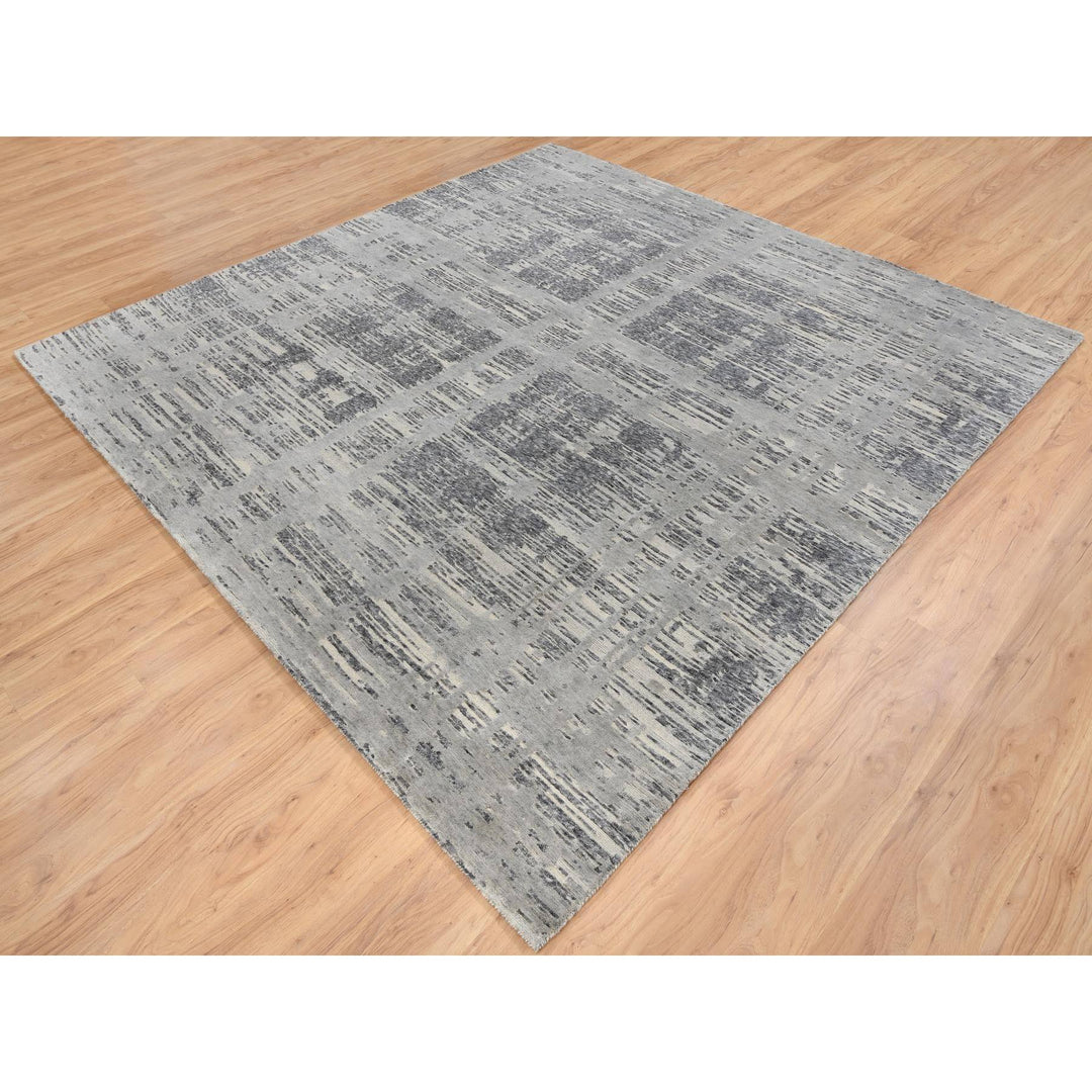 8'1" x 8'2" New Hand Knotted Grey Wool Square Oriental Rug - MOA10264233