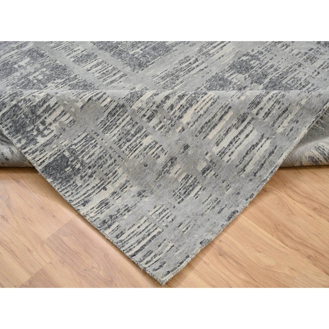 8'1" x 8'2" New Hand Knotted Grey Wool Square Oriental Rug - MOA10264233