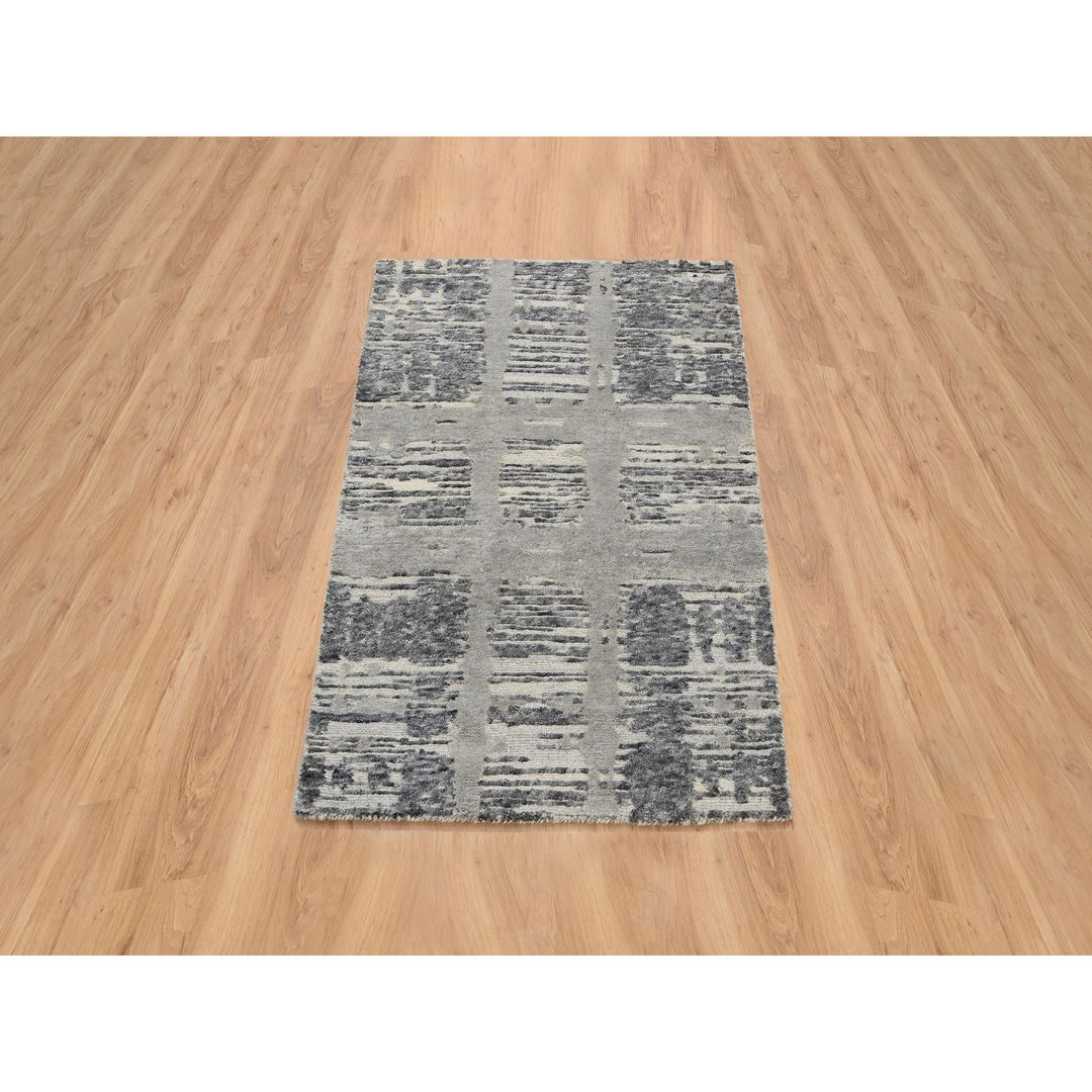 2'0" x 3'1" New Hand Knotted Grey Cotton Rectangle Oriental Rug - MOA10264236