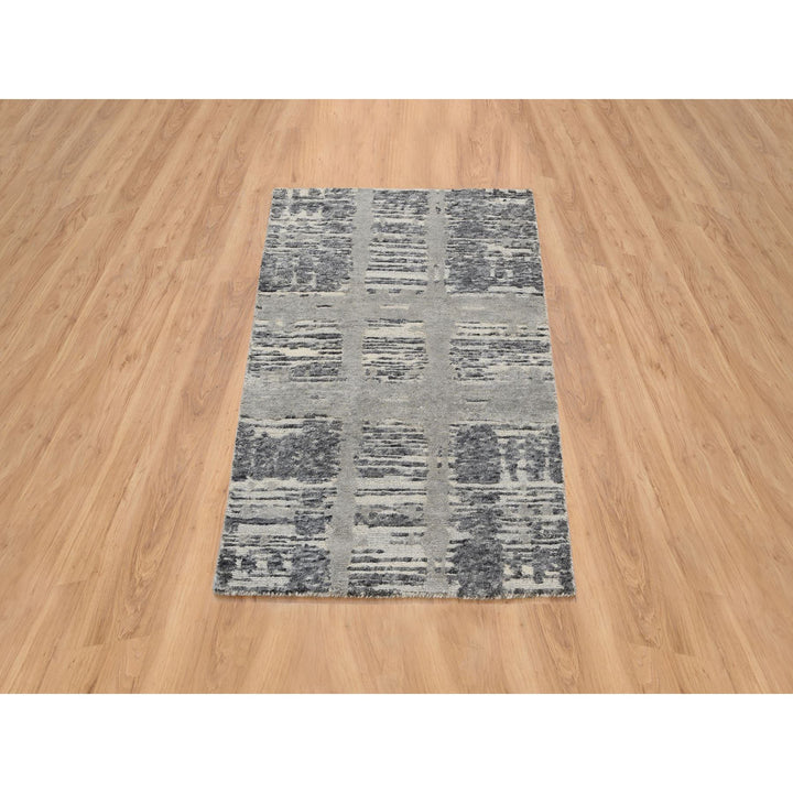 2'0" x 3'1" New Hand Knotted Grey Wool Rectangle Oriental Rug - MOA10264236