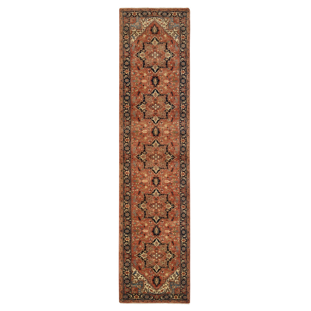 2'7" x 12'0" New Hand Knotted Red Wool Runner Oriental Rug - MOA10264250