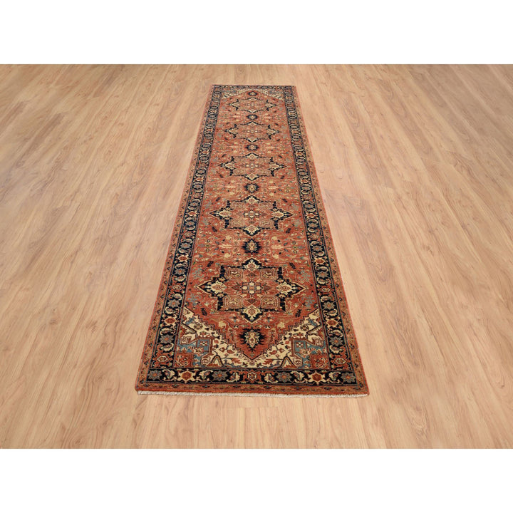 2'7" x 12'0" New Hand Knotted Red Wool Runner Oriental Rug - MOA10264250