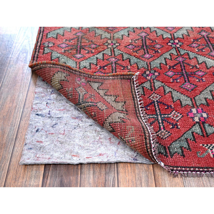 2'8" x 9'10" Vintage Hand Knotted Red Wool Runner Oriental Rug - MOA102642