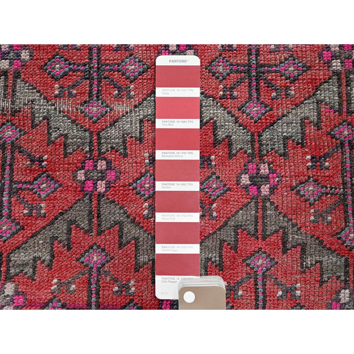 2'8" x 9'10" Vintage Hand Knotted Red Wool Runner Oriental Rug - MOA102642