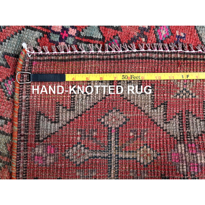 2'8" x 9'10" Vintage Hand Knotted Red Wool Runner Oriental Rug - MOA102642