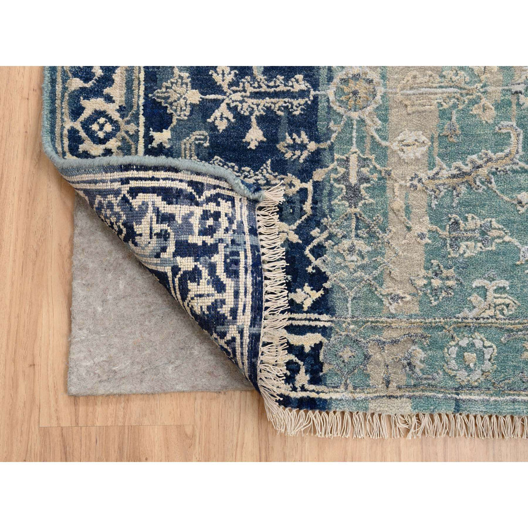 2'7" x 17'9" New Hand Knotted Teal Cotton Runner Oriental Rug - MOA10264353