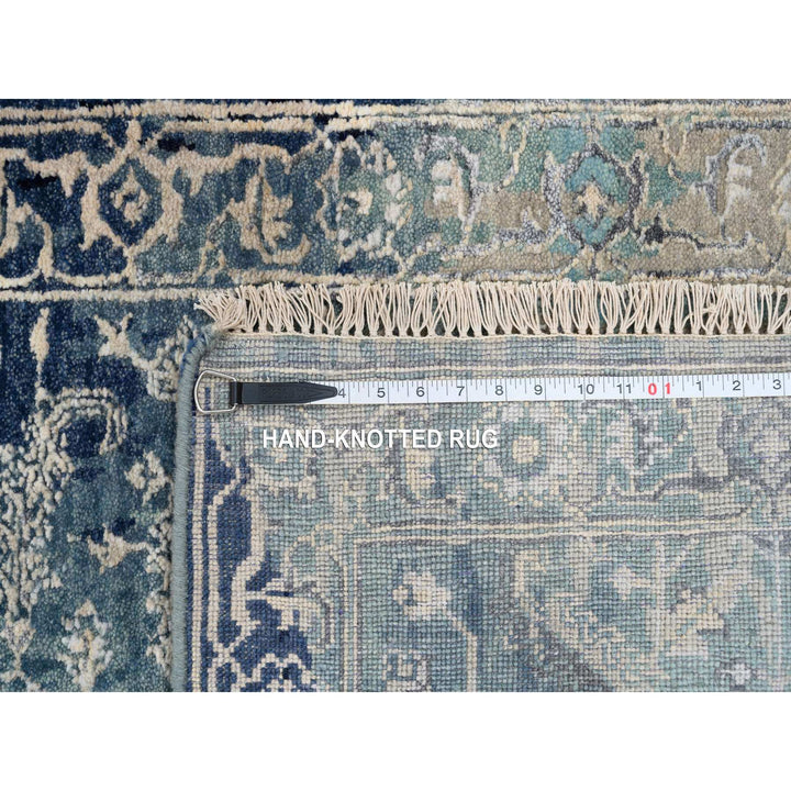 2'7" x 11'9" New Hand Knotted Teal Wool & Silk Runner Oriental Rug - MOA10264355